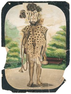 放浪のサードゥ、1900年頃（紙に不透明なトイレ） 作： Chajju Lal